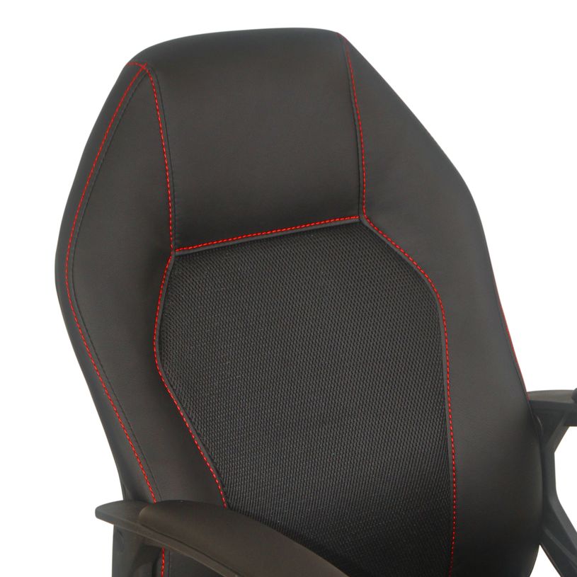 3397702728194-Fauteuil de bureau BOGOTA - accoudoirs fixes - noir avec surpiqûres rouge-P_79439946_6-5