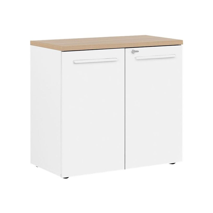 3483600849021-Rangement bas YES ! - L80 x H74 x P42 - 2 portes - Façade blanche - Dessus chêne-P_79440889_1-0
