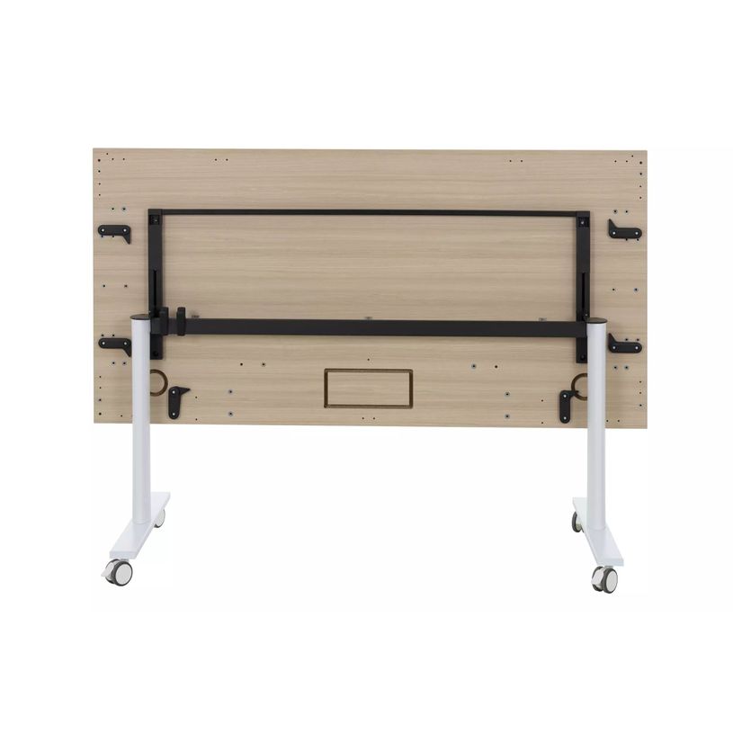 3483600857972-Table de réunion mobile et rabattable YES ! - 140 cm - Pieds blancs - Chêne-P_79440929_2-1