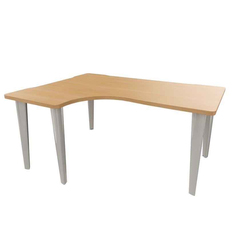 2012349456163-Bureau compact 90° à gauche EVIDENCE - Pieds aluminium - Plateau imitation chêne clair-P_79441389_1-0