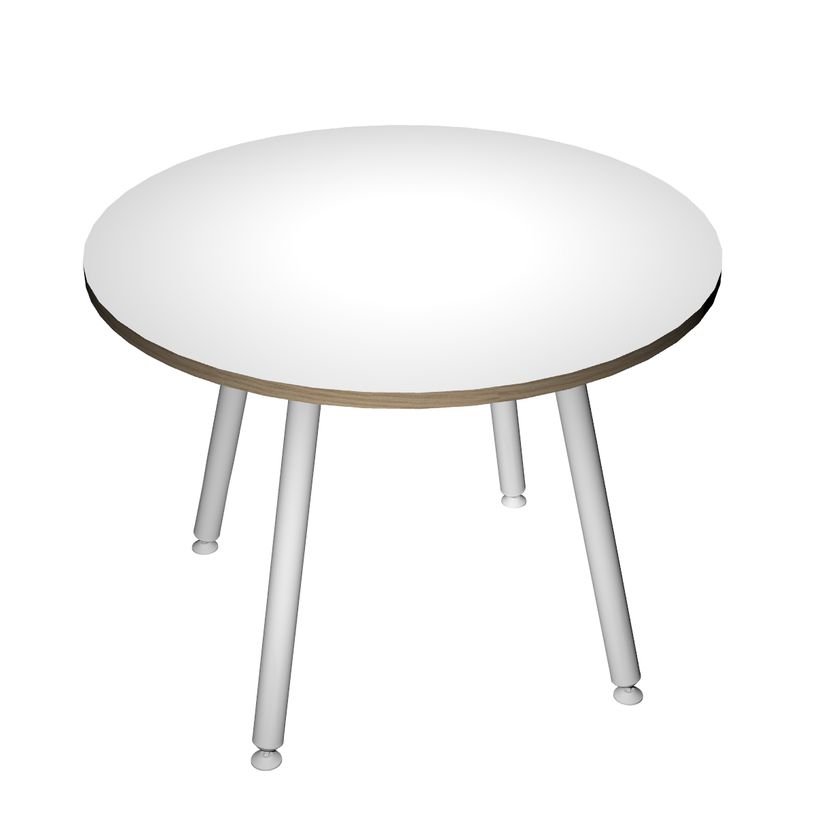 2012349510490-Table ronde - H105 cm - 100 cm - 4 Pieds blanc - plateau blanc-P_79441665_1-0
