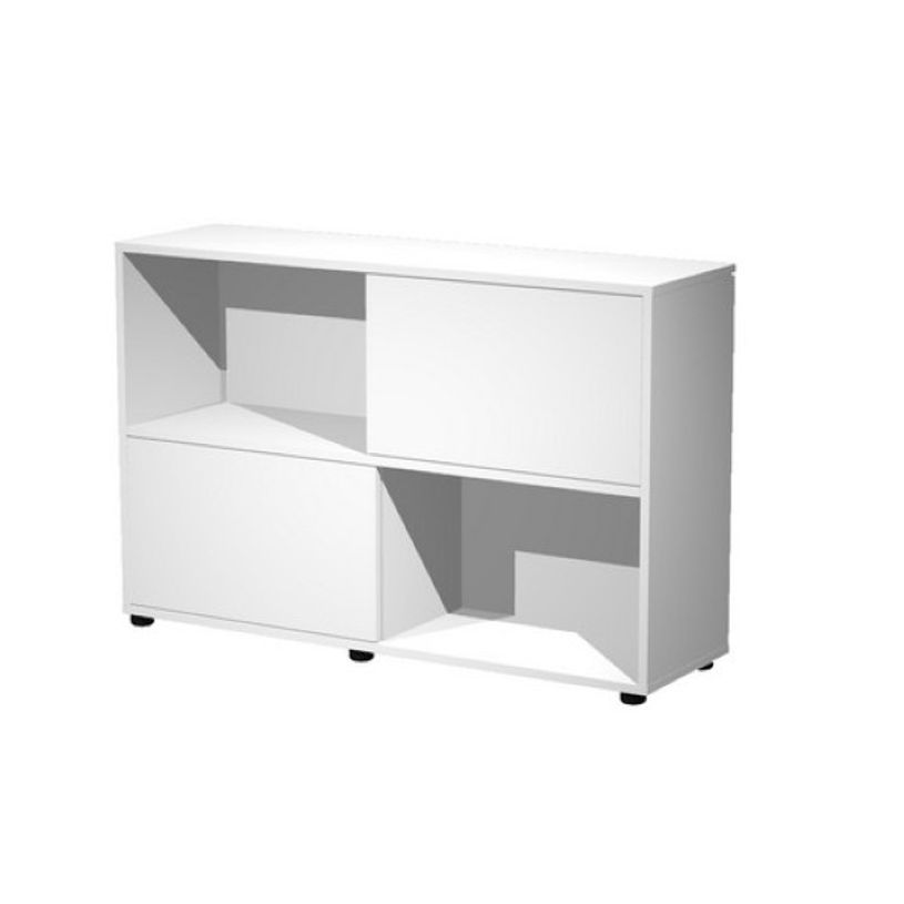 2012349514887-Bibliothèque basse TETRIS - L120 x H79 x P35 - Corps et portes blancs-P_79441884_1-0