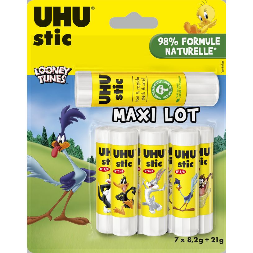 4026700349900-UHU - 7 Bâtons de colle 8.2 g  + 1 bâton 21 g - Looney Tunes-P_79445334_1-0