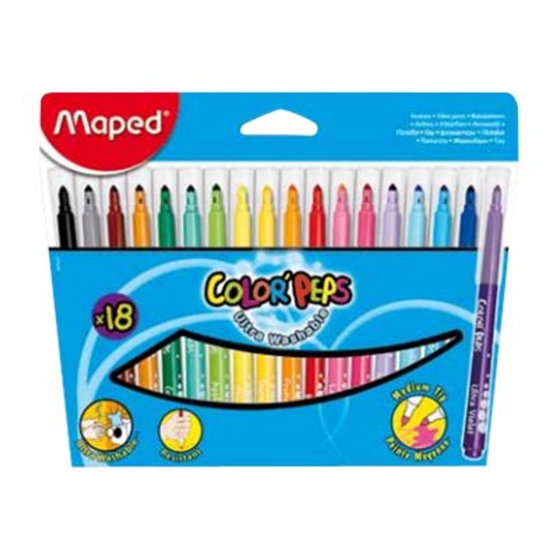 3154148450214-Maped Color'Peps Long Life - 18 Feutres - Pointe moyenne-P_845011_1-0