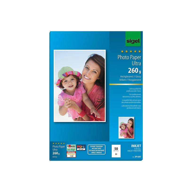 4004360994883-Sigel InkJet Ultra Photo Paper IP641 - papier photo - 50 feuille(s) - A4 - 260 g/m²-P_994883_2-0