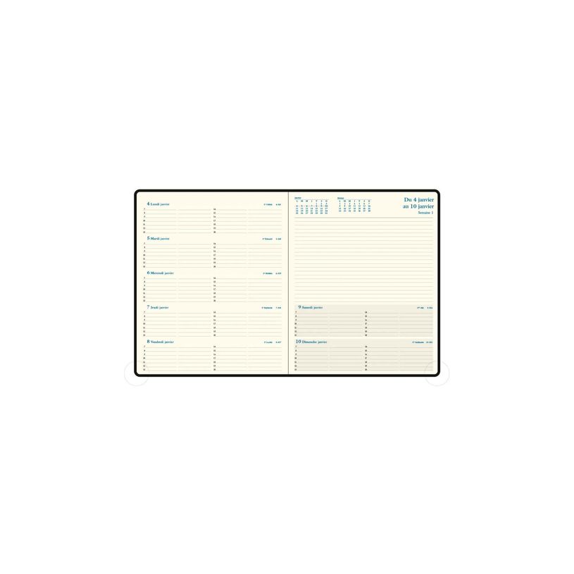 3660942004534-Agenda Barbara Espace 22 - 1 semaine sur 2 pages - 18,5 x 22,5 cm - noir - Exacompta--1
