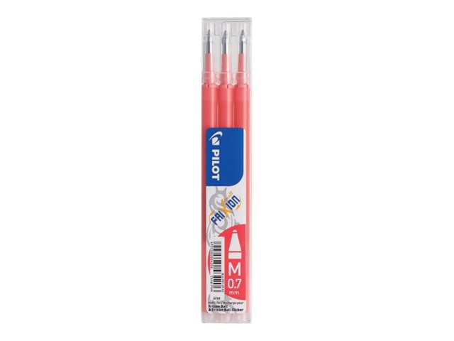 Pilot Frixion Ball - 3 Recharges pour rollers effaçables - 0,7 mm - rose corail