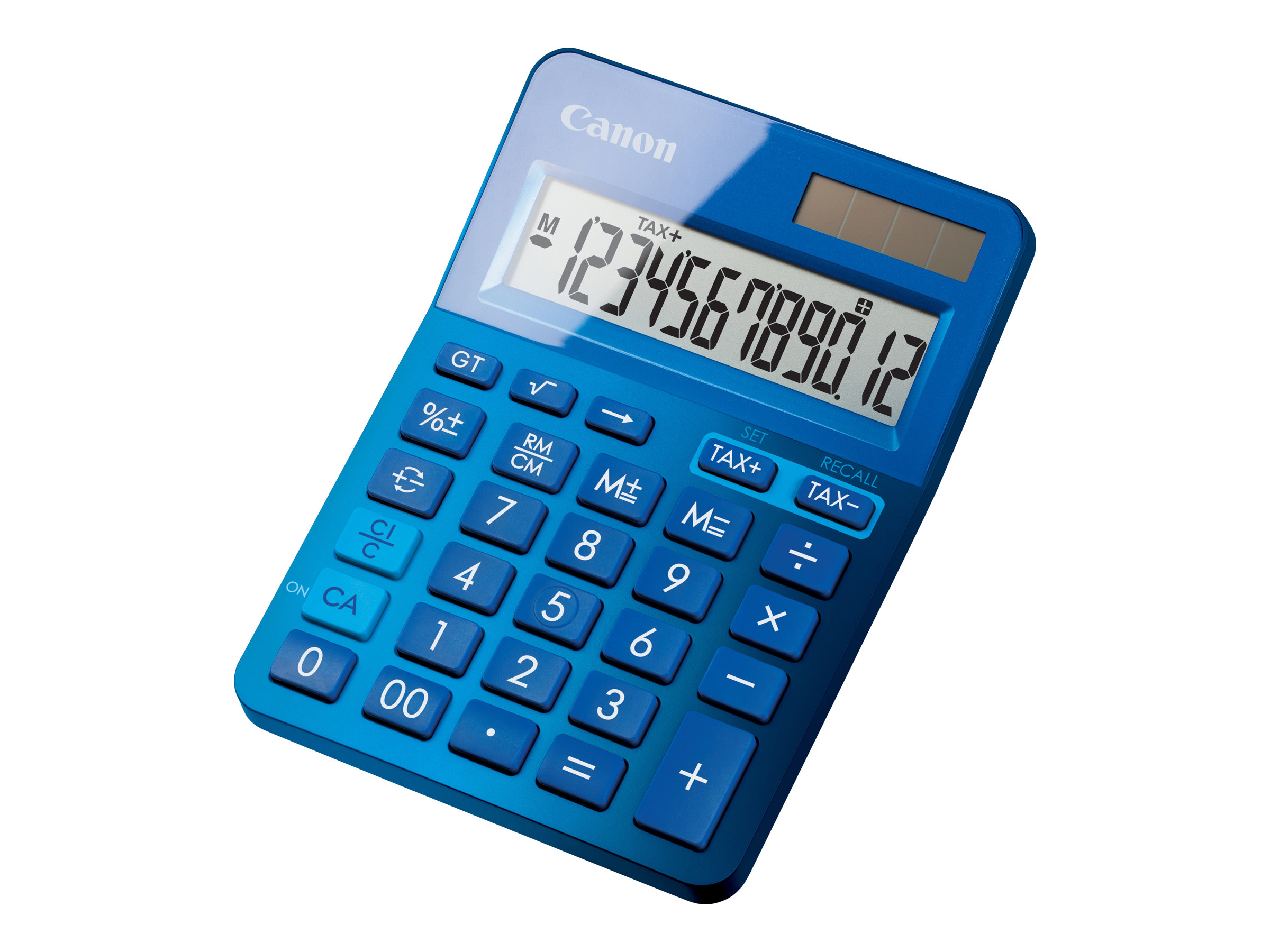 Calculatrice de bureau Canon LS- 123K - 12 chiffres - alimentation batterie et solaire - bleu