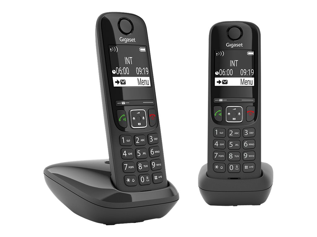 Gigaset AS690 Duo - téléphone sans fil + combiné supplémentaire - noir
