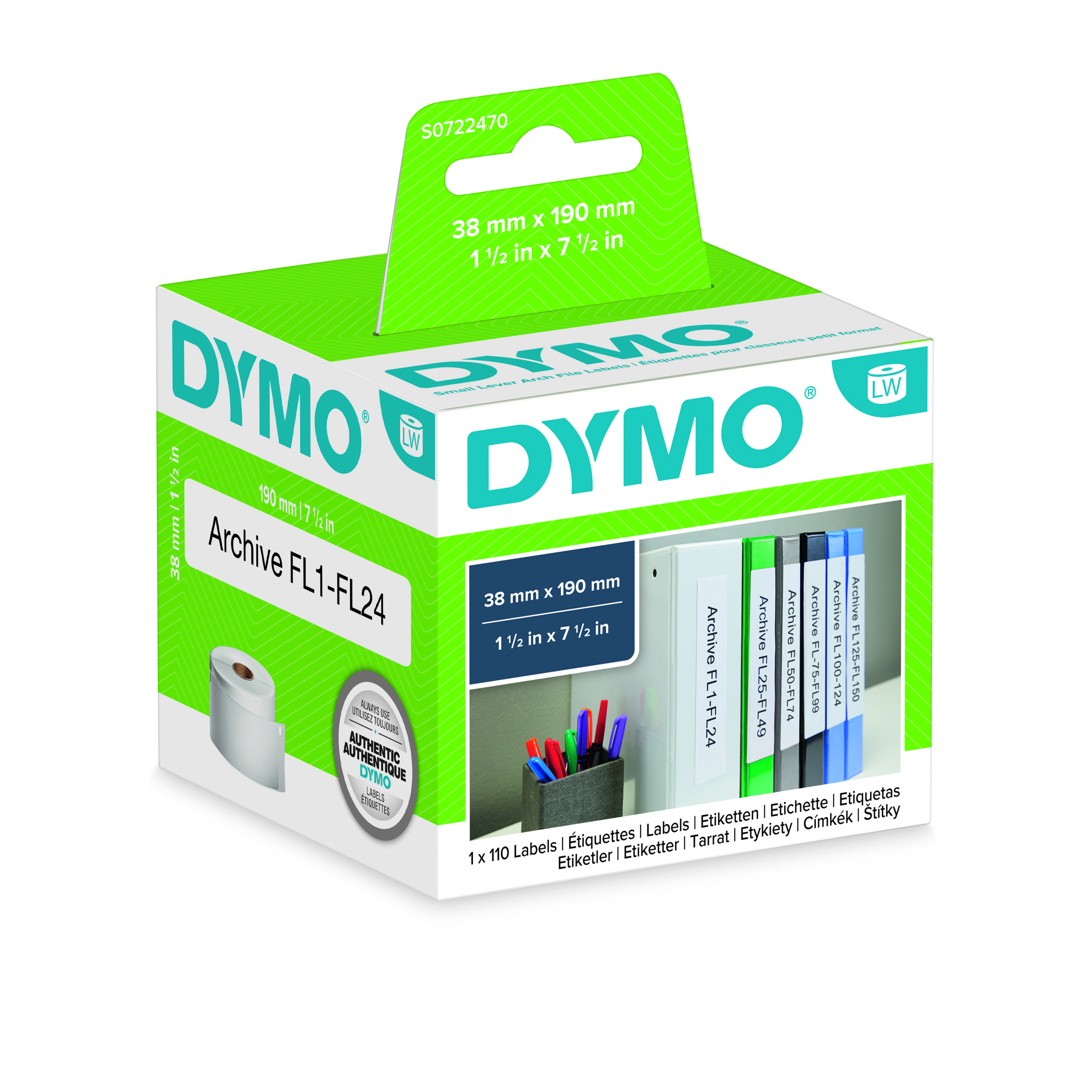 Dymo LabelWriter MultiPurpose  - Ruban d'étiquettes auto-adhésives - 1 rouleau de 1000 étiquettes (13 x 25 mm) - fond blanc écriture noire 