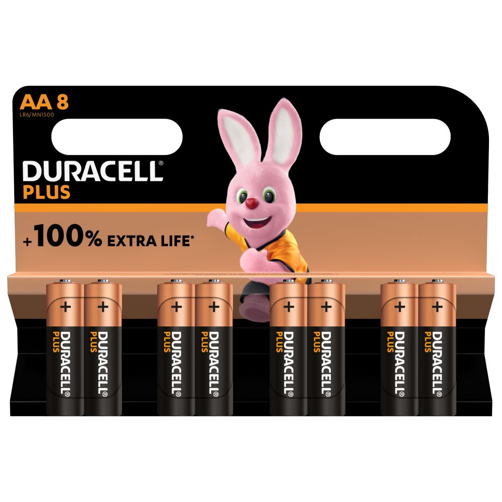 DURACELL 100% Plus - 8 piles alcalines - AA LR06 