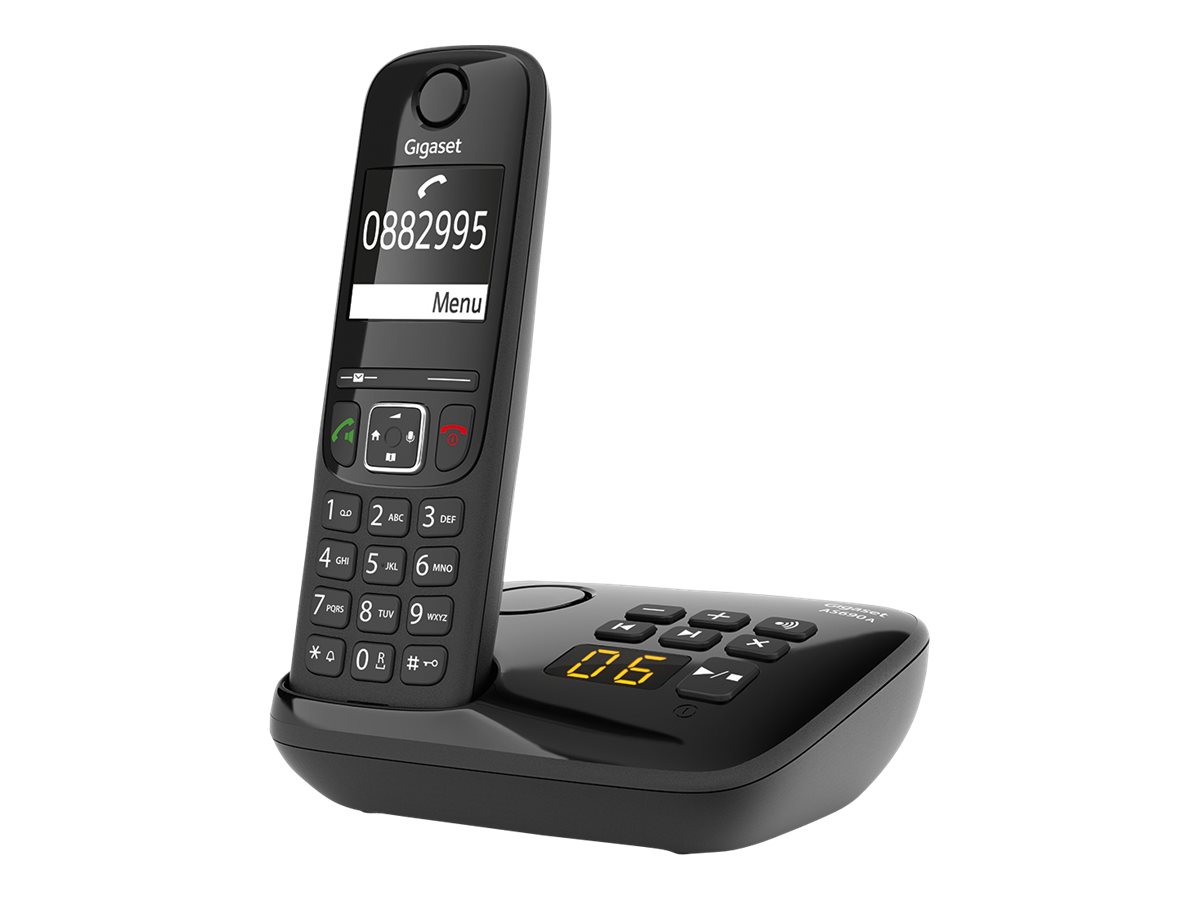 Gigaset AS690A Duo - téléphone sans fil + combiné supplémentaire - avec répondeur - noir