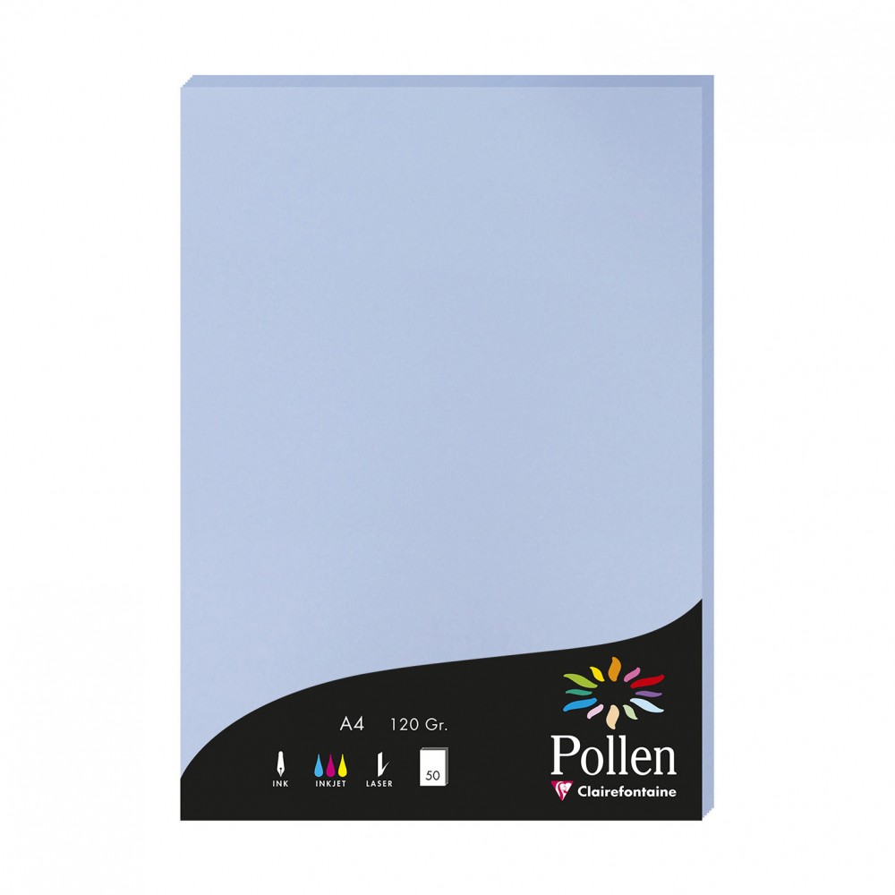 Pollen - 50 Feuilles papier couleur - A4 (21 x 29,7 cm) - 120 g/m² -  bleu lavande