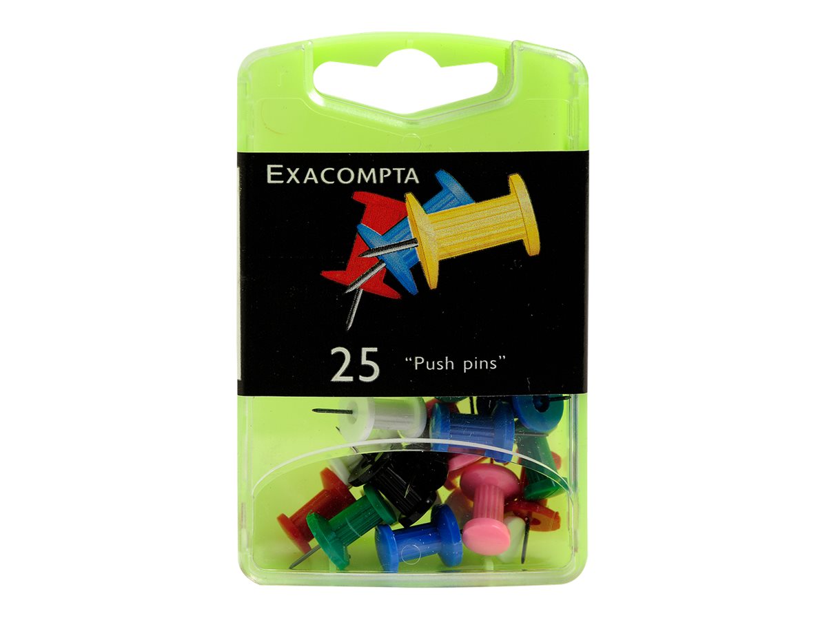 Exacompta - 25 Épingles Push pin's - 10 mm - couleurs opaques assorties