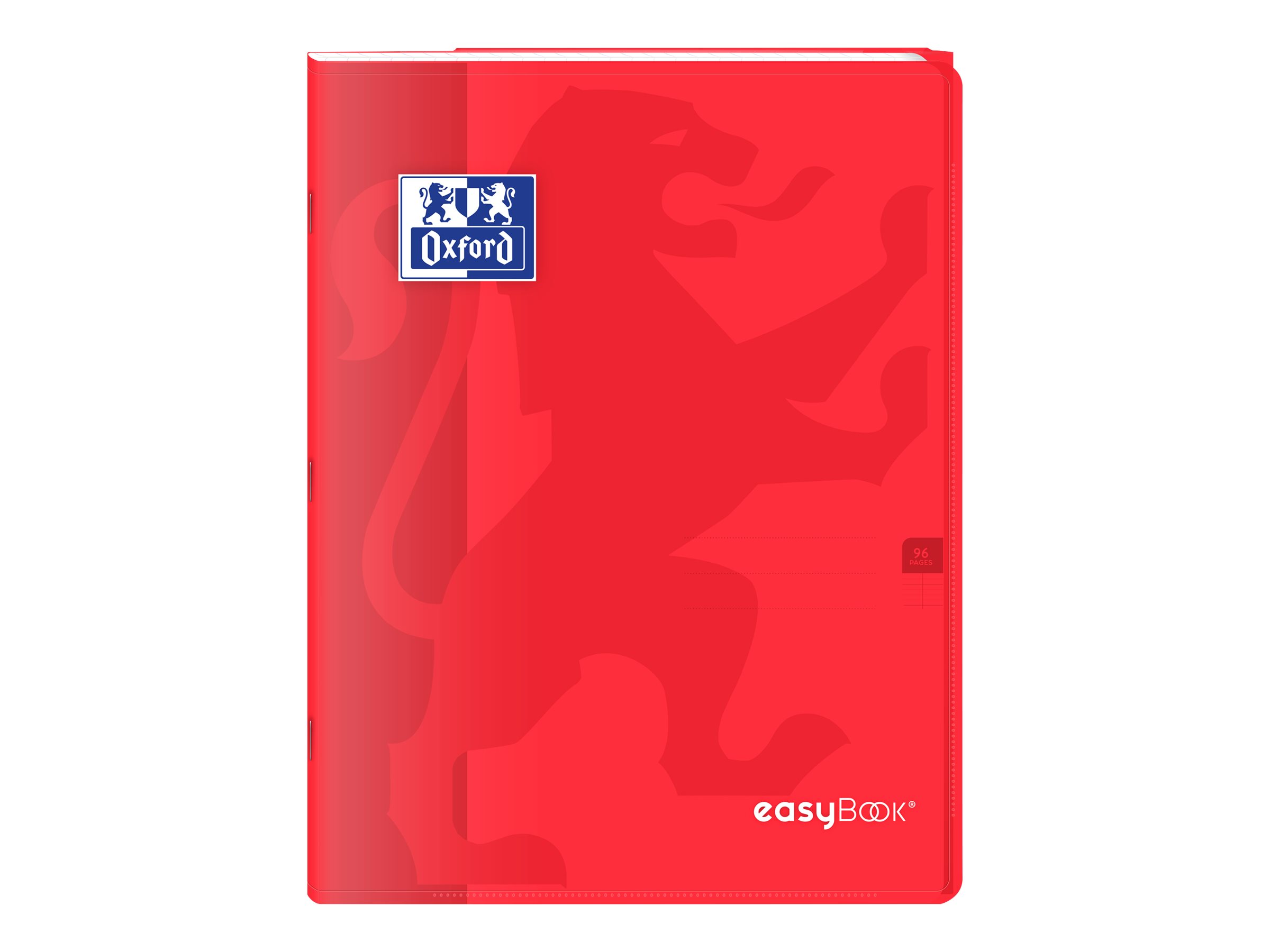 Oxford EasyBook - Cahier polypro 24 x 32 cm - 96 pages - grands carreaux (Seyes) - rouge