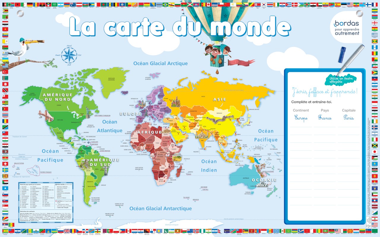 Poster effaçable : la carte du monde