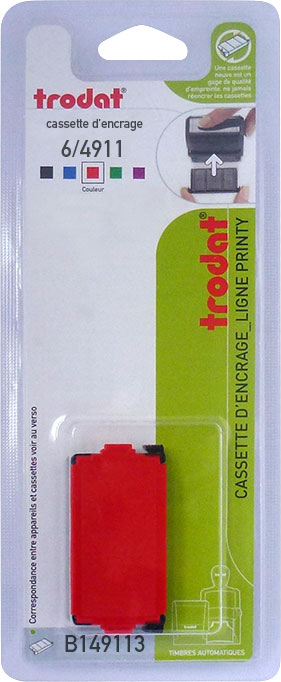 Cassettes D'Encre Trodat 6/4911 Noires - Lot De 3 | Encre à Base D'Eau Indélébile | Pour Tampons Printy