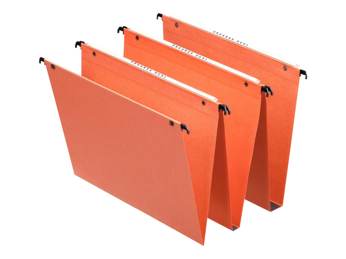 Esselte Dual - 25 Dossiers suspendus pour tiroirs - fond 15 mm - orange