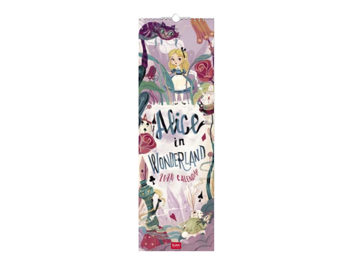 Legami - Calendrier mensuel 2024 - 16 x 49 cm - Alice au Pays des