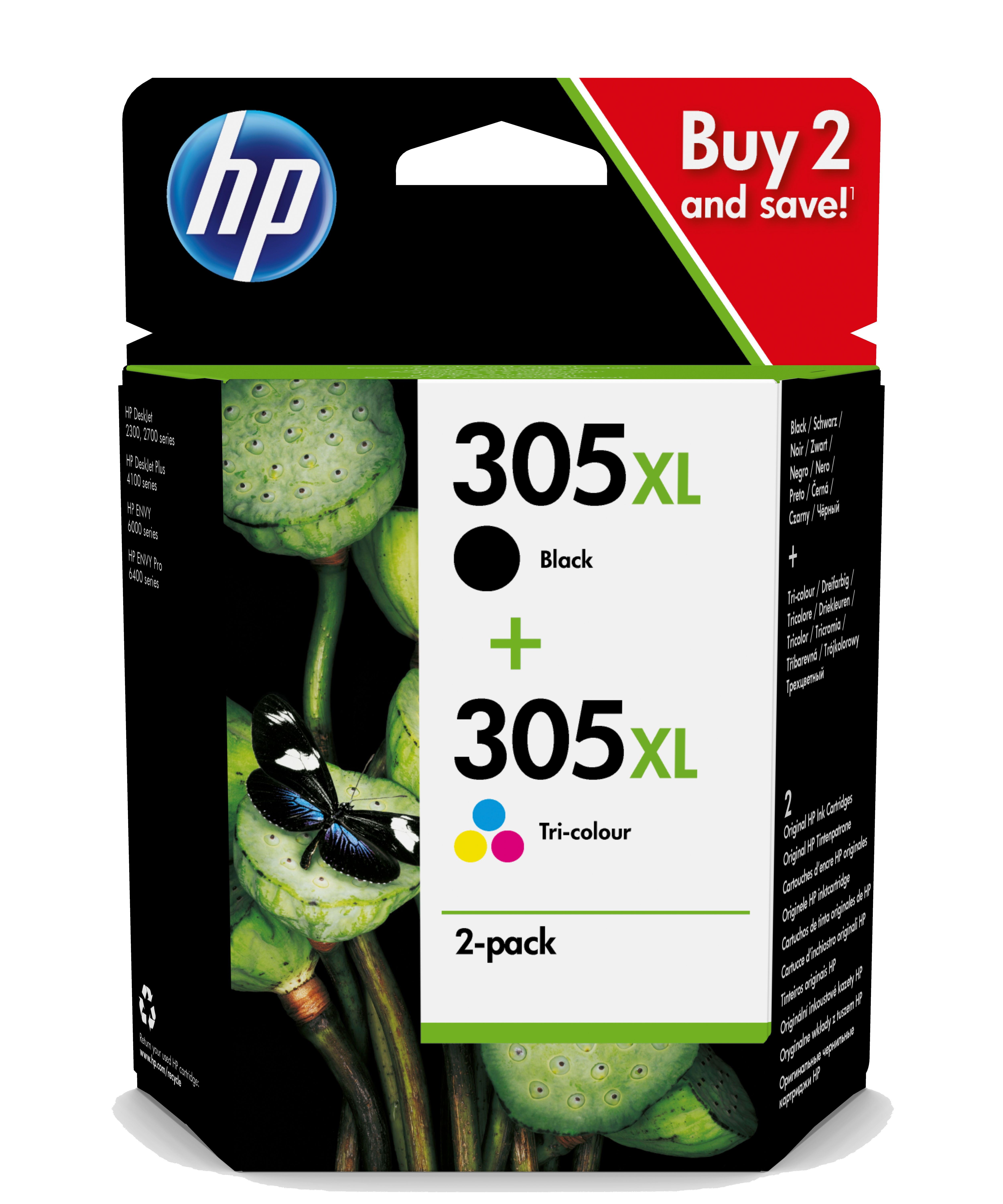 HP 305XL - Pack de 2 - noir, cyan, magenta, jaune - cartouche d'encre originale