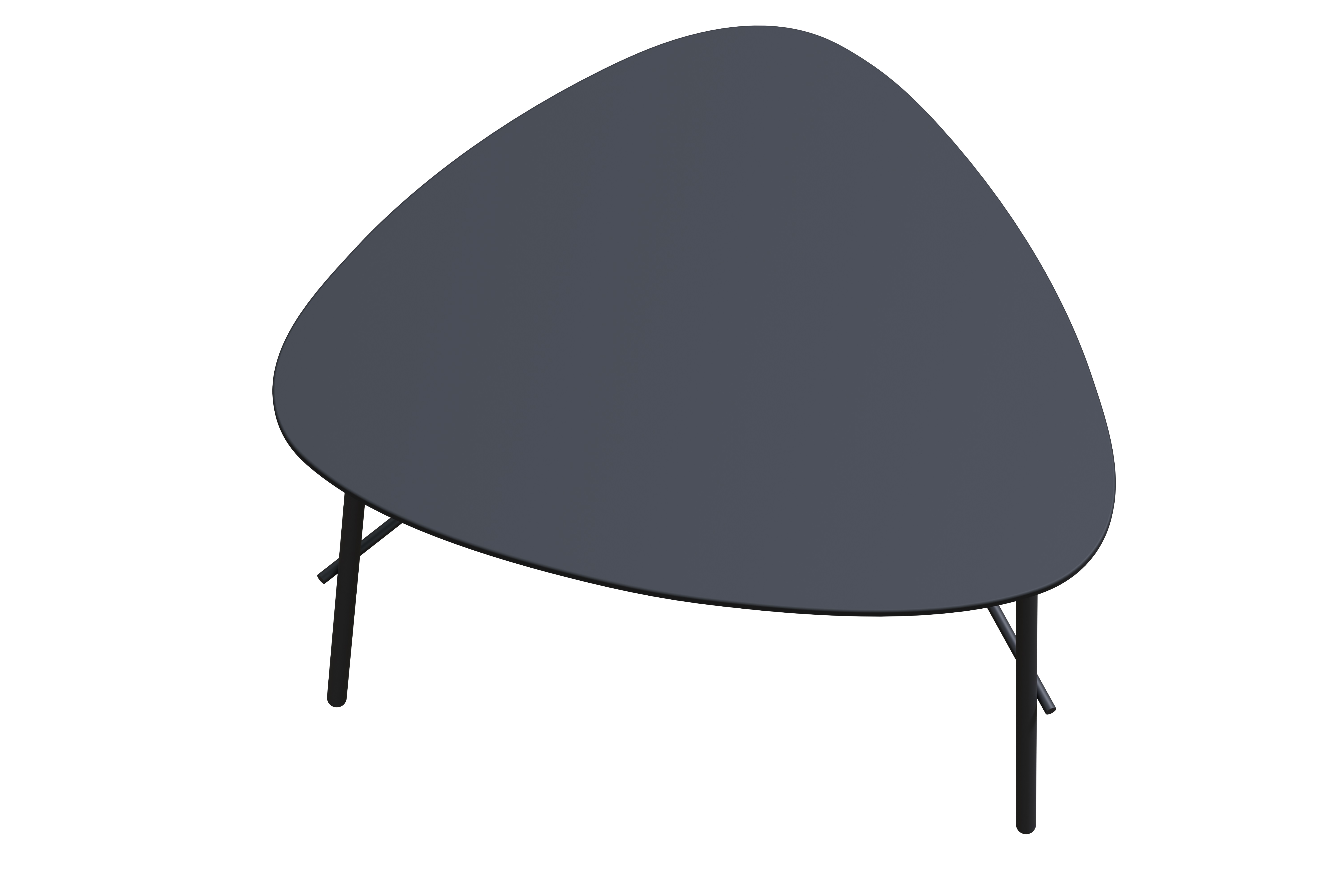 Table basse LAZY - L60,5 x P50 x H45 cm - pieds acier noir - plateau noir