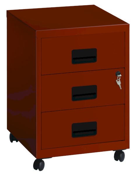 Caisson mobile - 3 tiroirs - rouge terracota