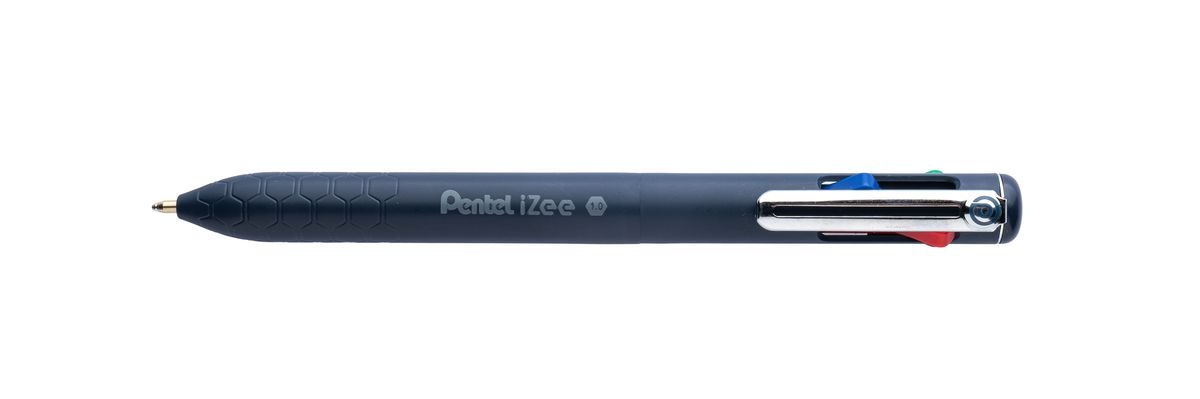 Pentel iZee - Stylo à bille 4 couleurs corps bleu nuit - noir, rouge, bleu, vert - 0,7 mm