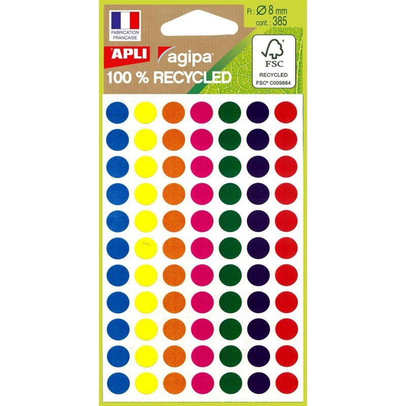385 Pastilles Adhésives 8mm - Multicolores, Pour Marquage Et Organisation