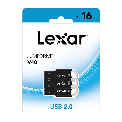 Lexar JumpDrive V40 -  Pack de 3 clés USB 16 Go - USB 2.0 - noir