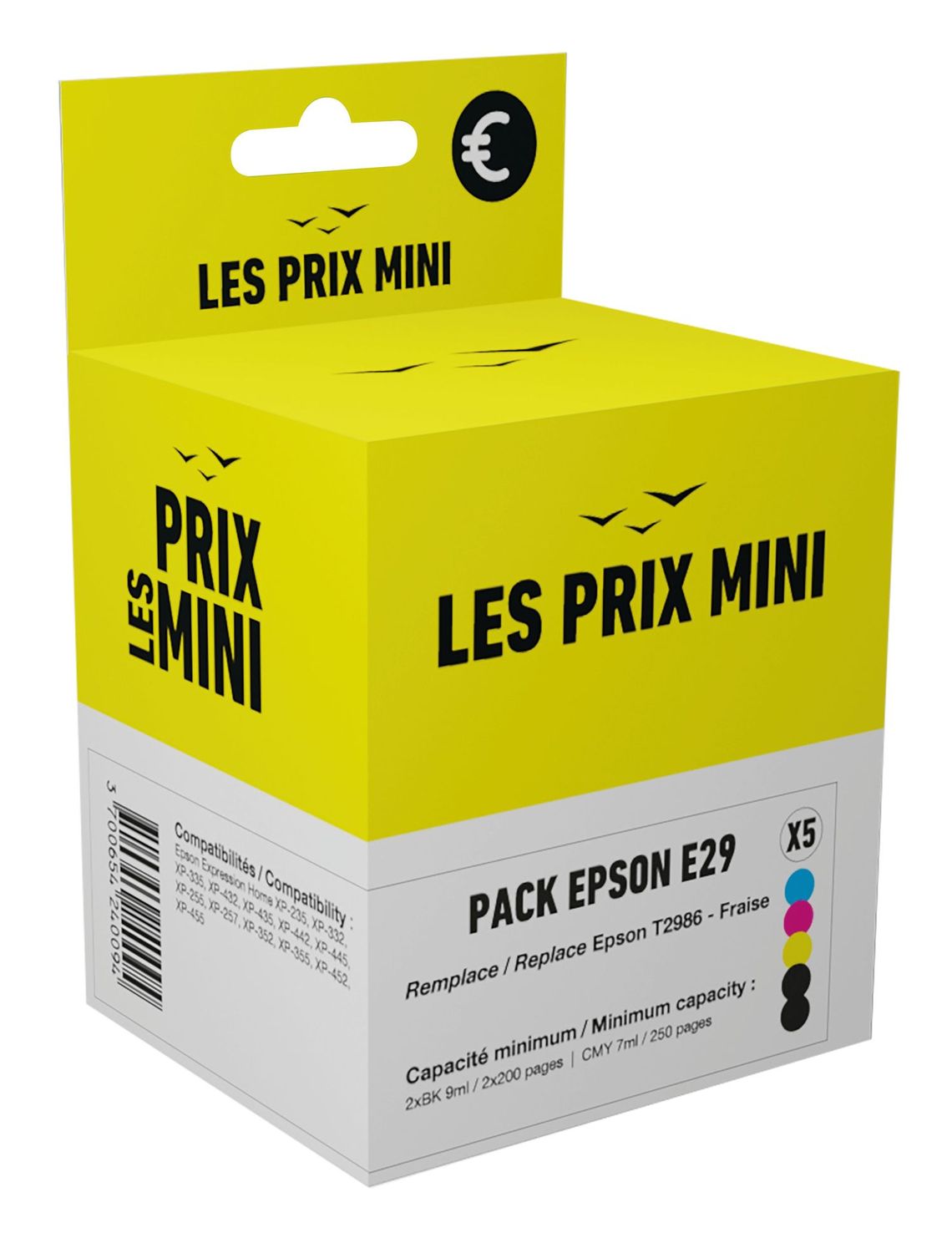 Cartouche compatible Epson 29 Fraise - Pack de 5 - noir, cyan, magenta, jaune - Prix mini
