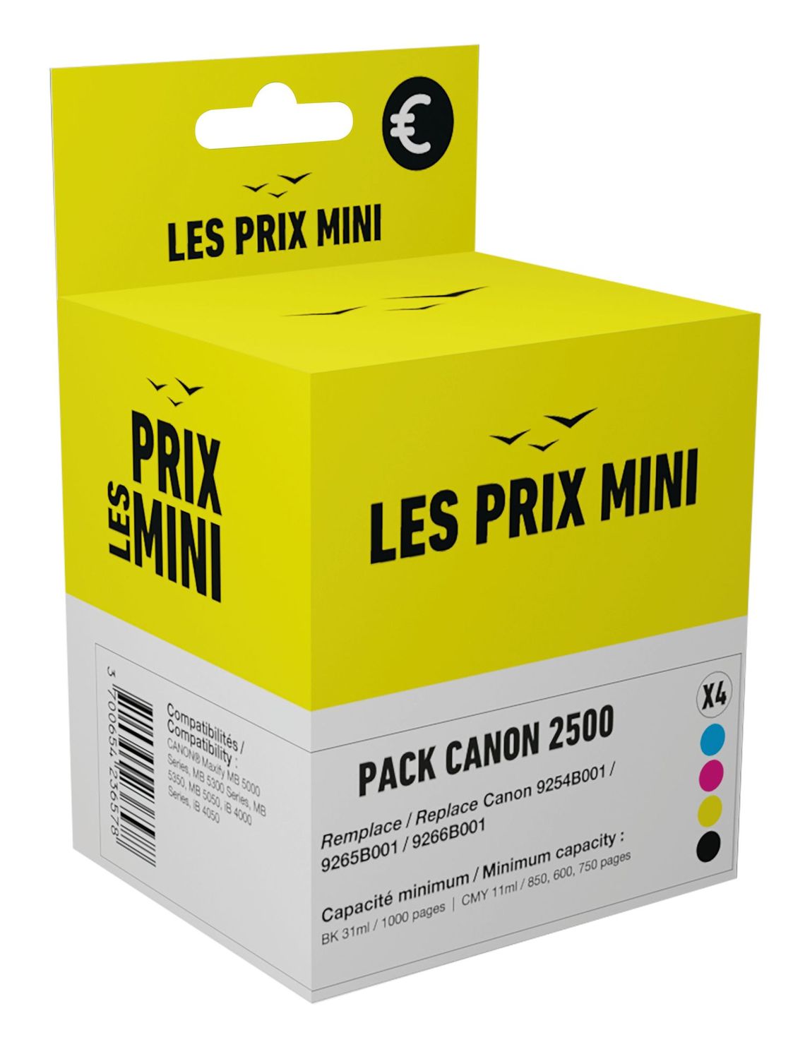 Cartouche compatible Canon PGI-2500 - pack de 4 - noir, jaune, cyan, magenta - prix mini
