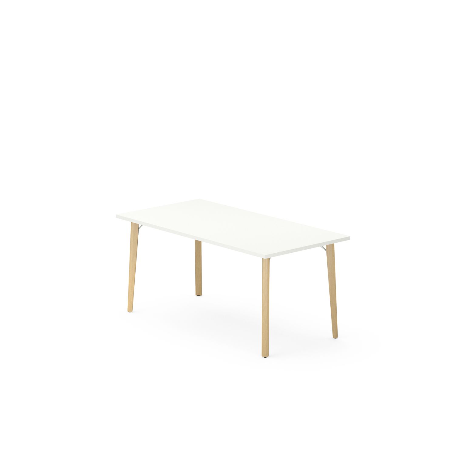 Table de réunion ROBIN - L200 x P80 cm - plateau blanc neige - pieds en hêtre massif