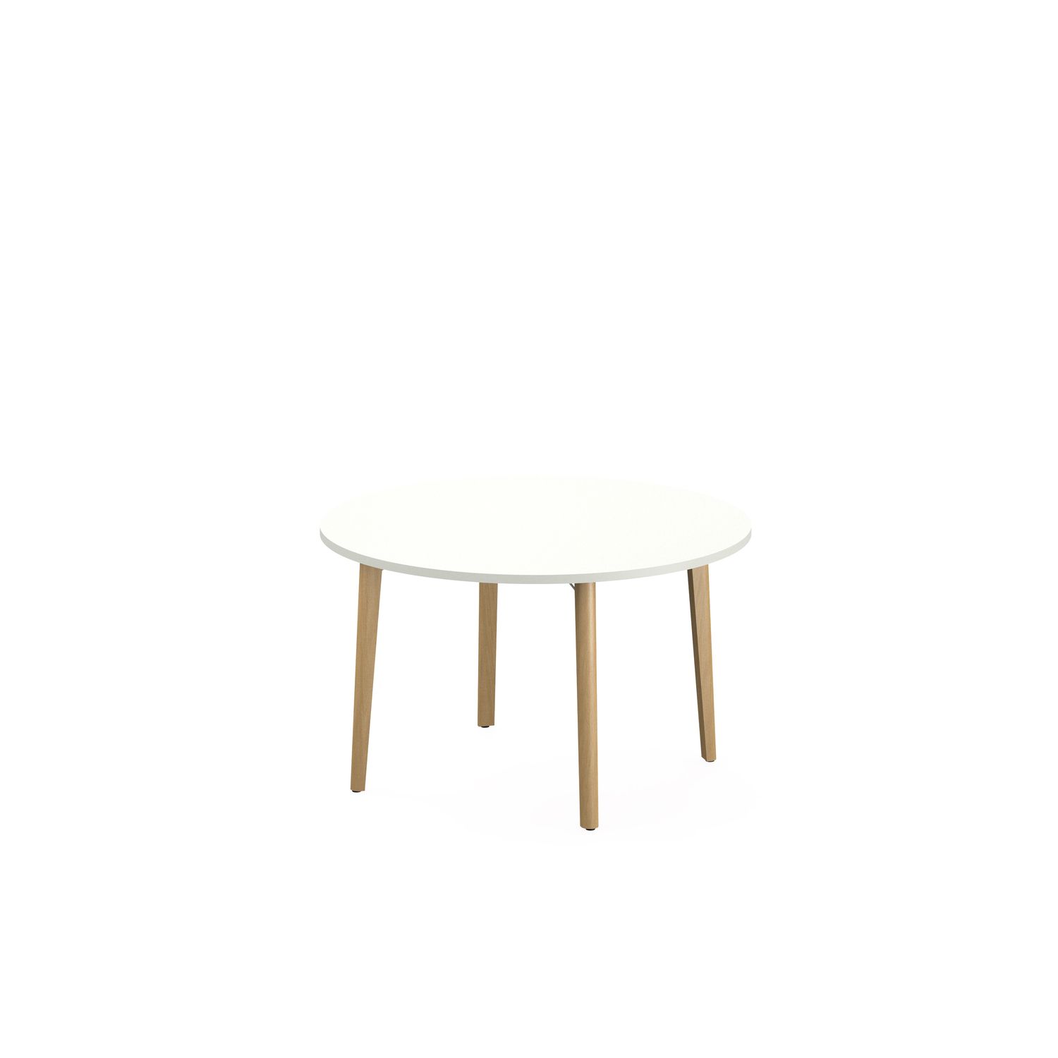 Table de réunion ronde ROBIN - diam. 120 cm - plateau blanc neige - pieds en hêtre massif