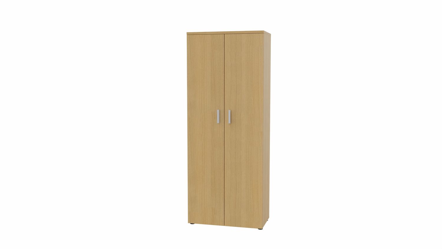 Armoire haute MOKA - 2 portes - L80 x P43,2 x H202,1 cm - imitation chêne clair - poignées gris aluminium