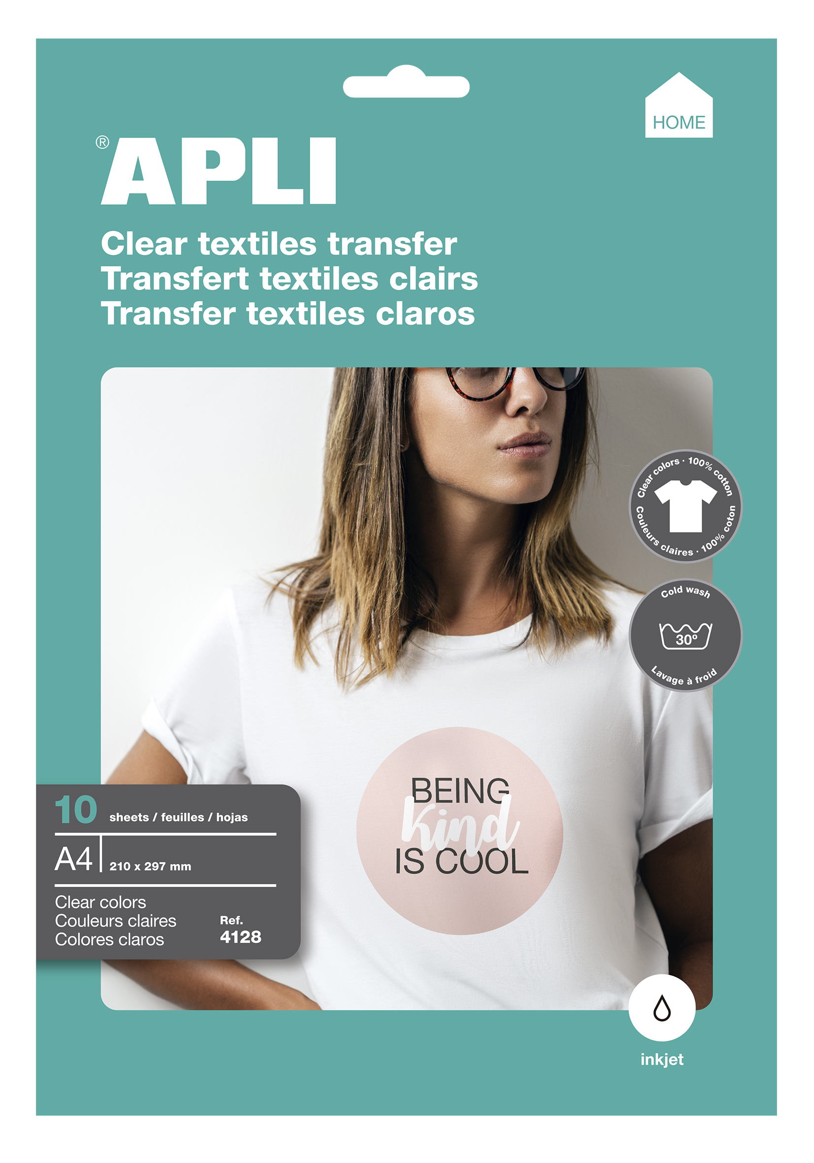 Apli - Papier transfert sur textiles clairs 10 feuilles A4 - Réf. 4128