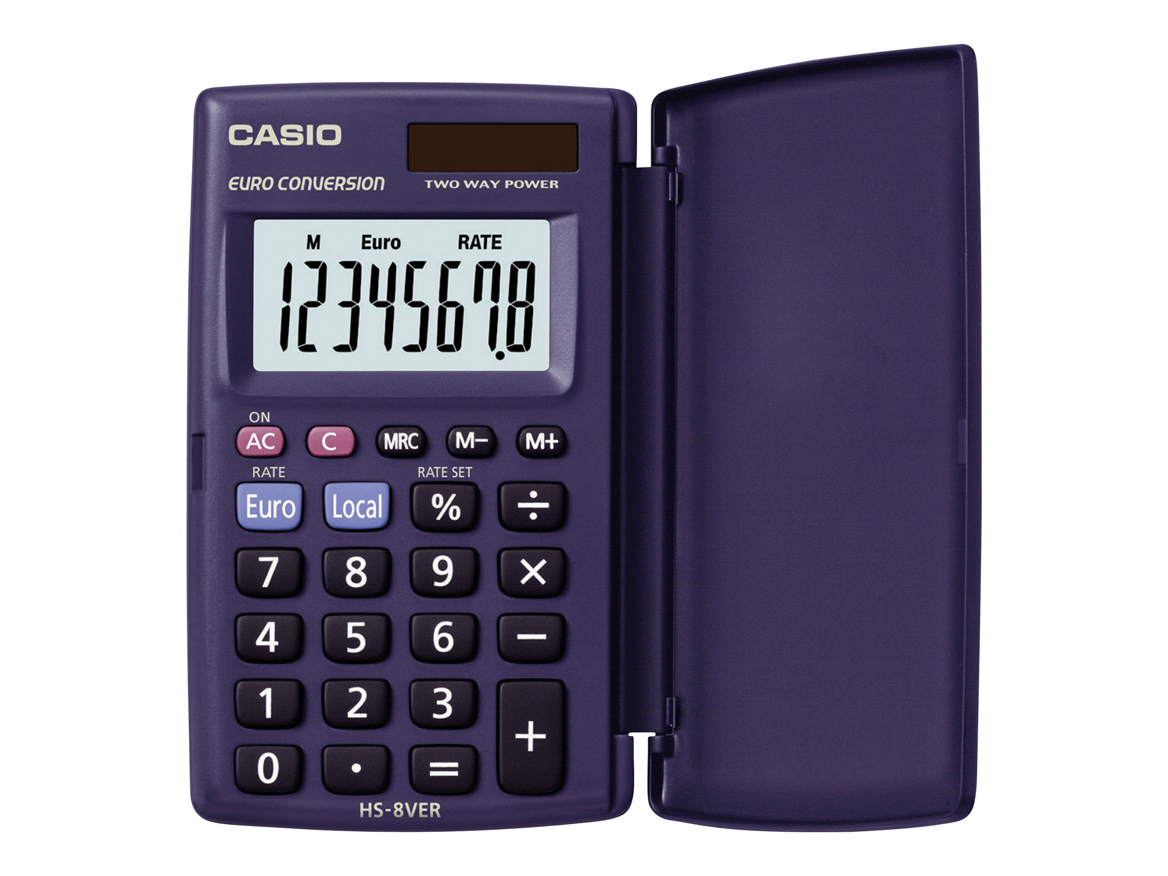 Calculatrice de poche Casio HS-8VER - 8 chiffres - alimentation batterie et solaire