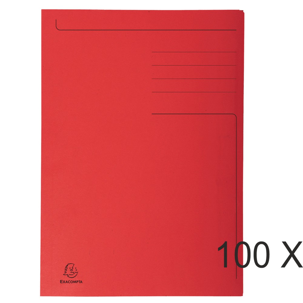 Exacompta Forever - 100 Chemises imprimées format folio - 280 gr - rouge