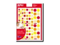 Apli - 6 feuilles gommettes rondes - orange/rouge