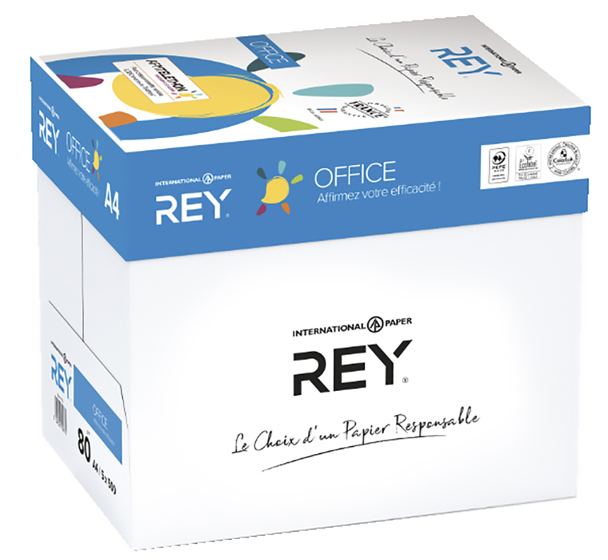 Rey Office - Papier blanc - A4 (210 x 297 mm) - 80 g/m² - 2500 feuilles (carton de 5 ramettes)