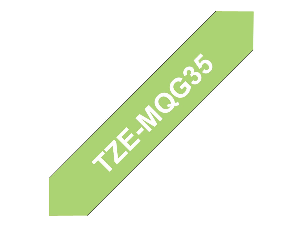 Brother TZeMQG35 - Ruban d'étiquettes auto-adhésives - 1 rouleau (12 mm x 8 m) - fond vert écriture blanche - mat