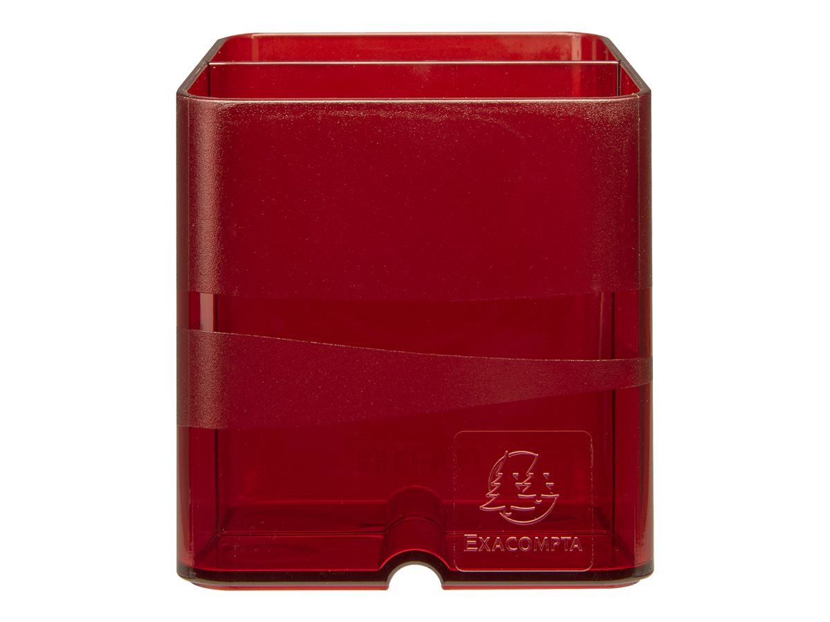 Exacompta Pen-Cube - Pot à crayons rouge translucide