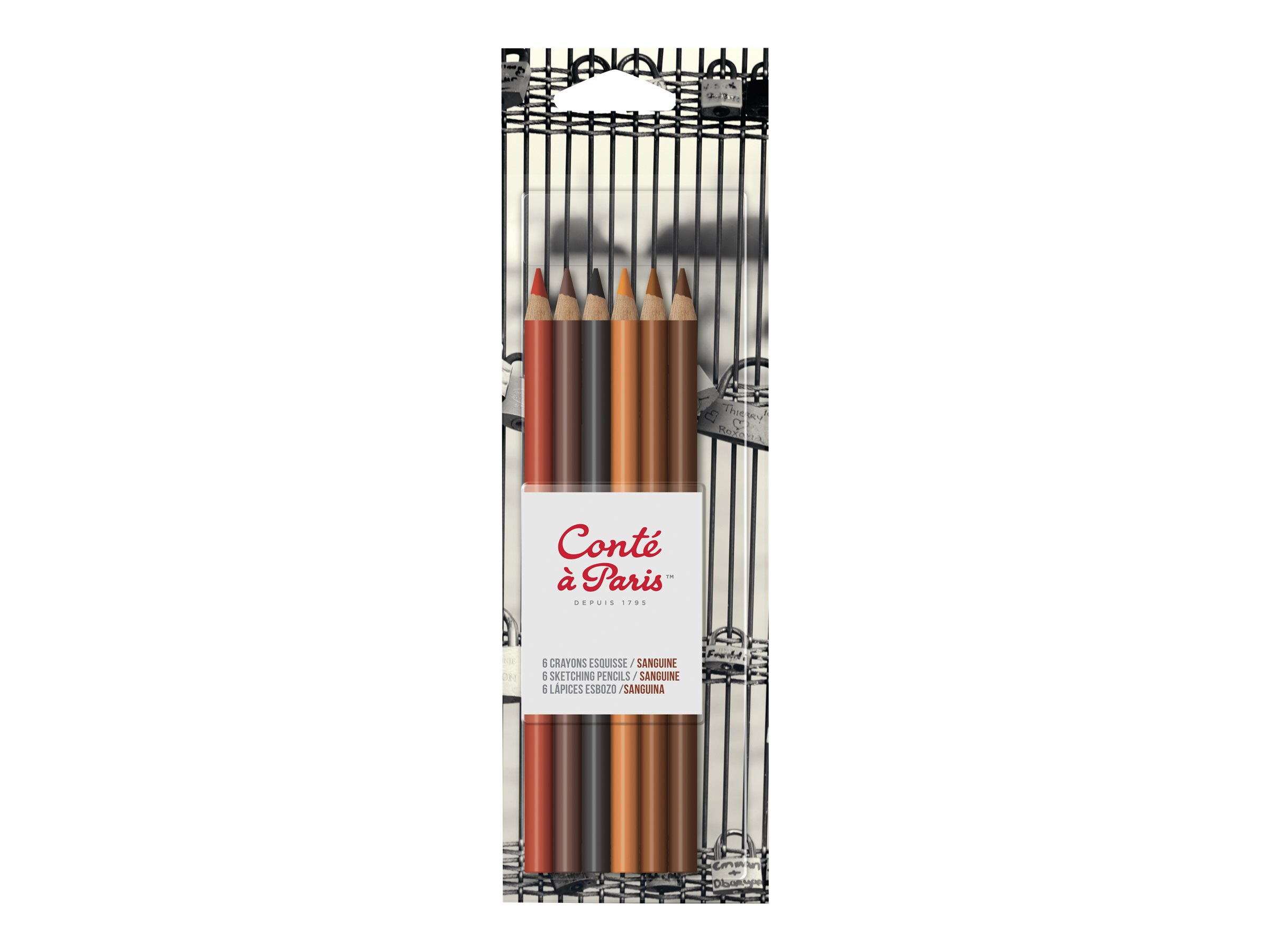 Conté à Paris - Pack de 6 crayons esquisse sanguine - couleurs assorties