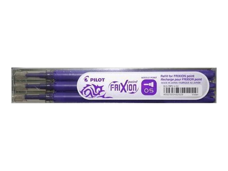 Pilot Frixion Point - 3 Recharges pour rollers effaçables - 0,5 mm - violet