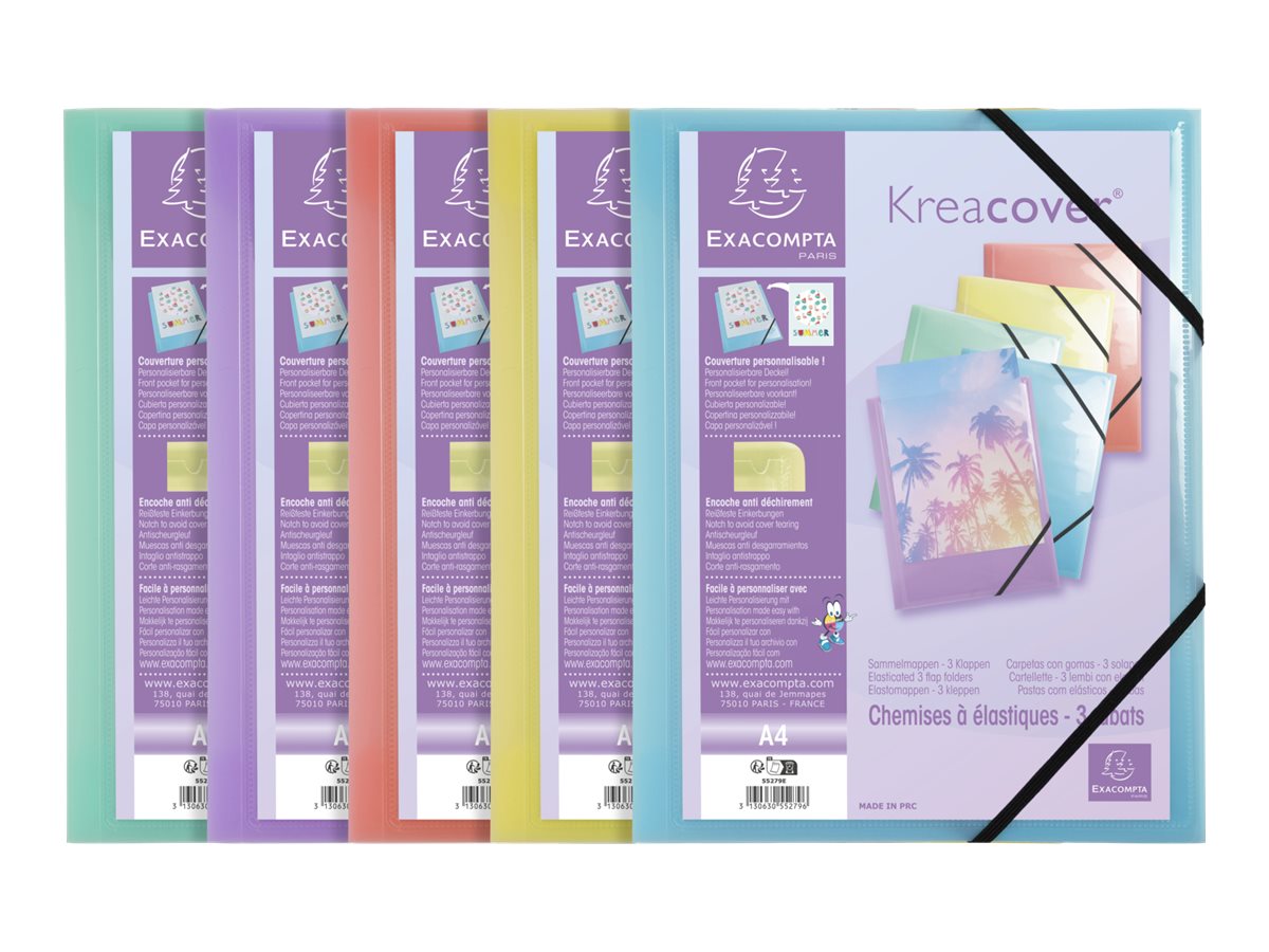 Exacompta Kreacover Pastel - Chemise personnalisable à rabats - A4 - disponible dans différentes couleurs
