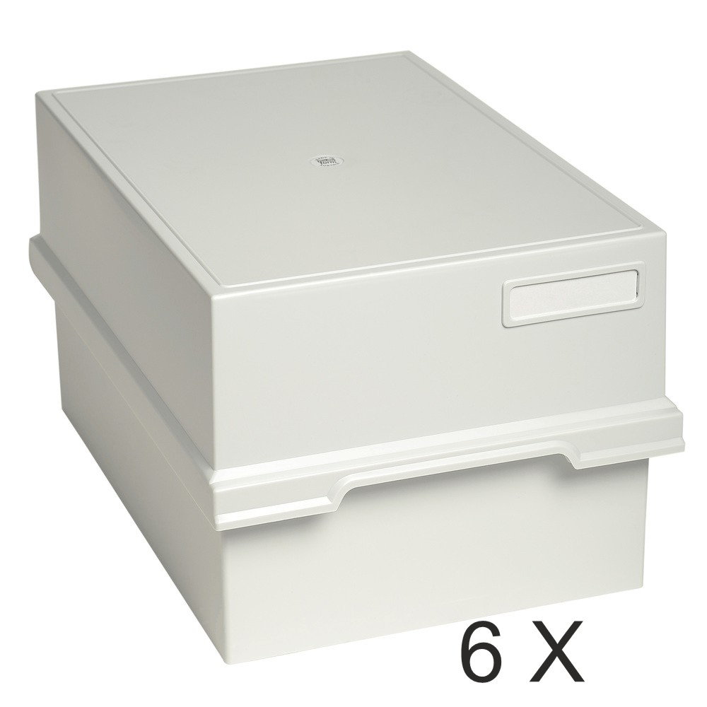 Exacompta - 6 Boîtes à fiches avec 2 intercalaires - A5 - pour 1200 cartes - gris lumière