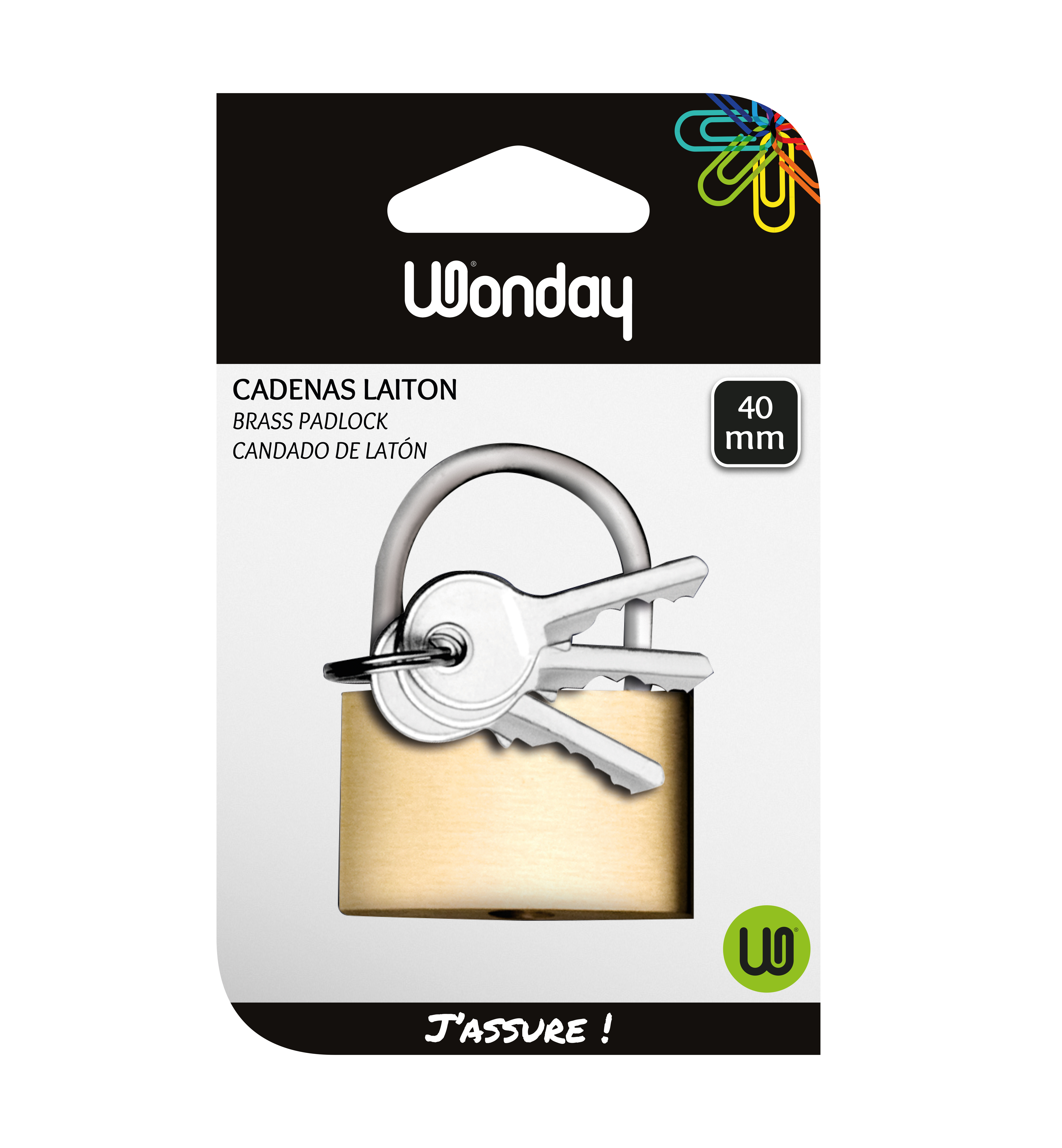 Wonday - Cadenas laiton à clé - 40 mm