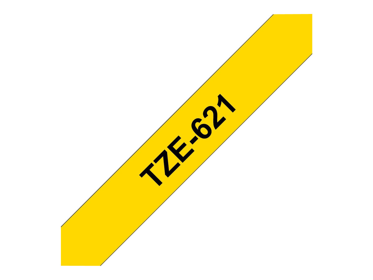 Brother TZe621 - Ruban d'étiquettes auto-adhésives - 1 rouleau (9 mm x 8 m) - fond jaune écriture noire 