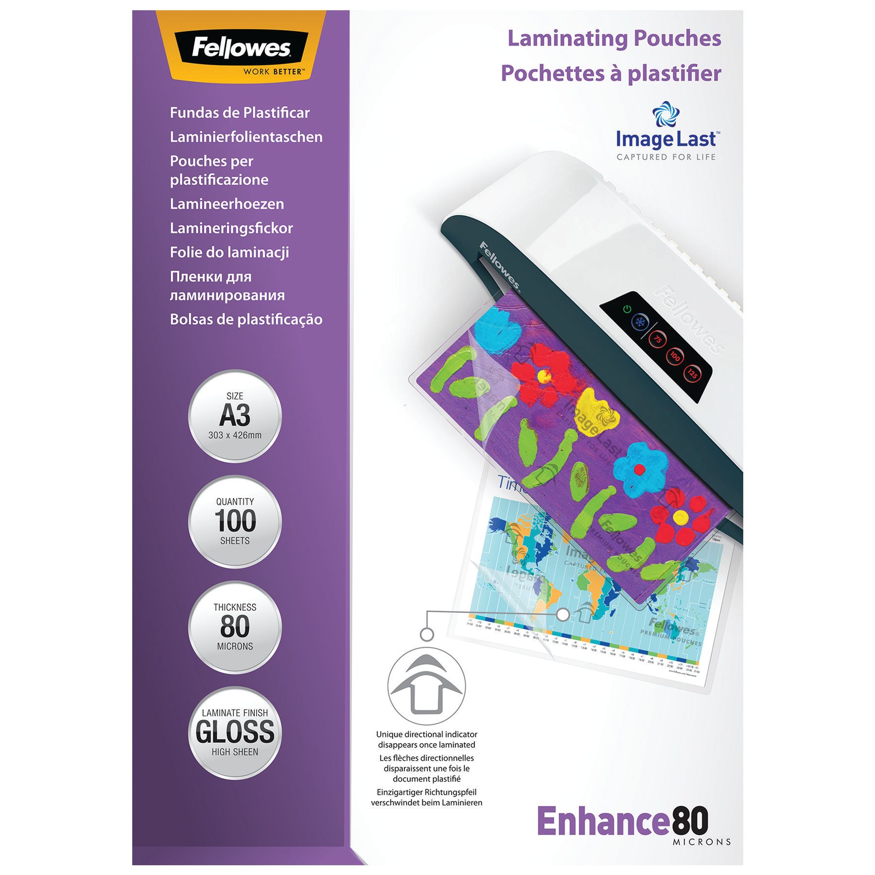 100 Pochettes De Plastification A6 Brillantes - Fellowes - 125 Microns - Anti-Bourrage