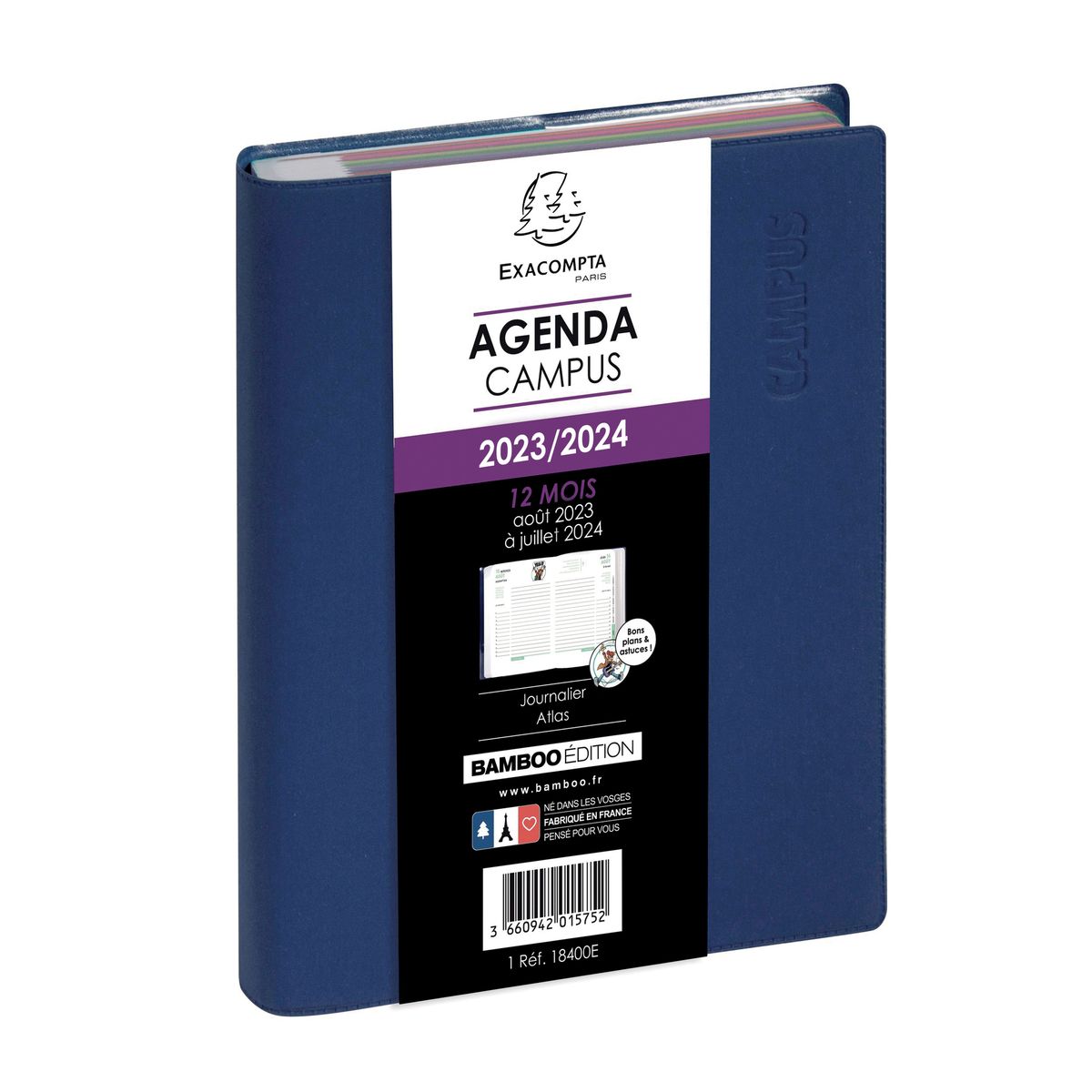 Agenda Campus - 1 jour par page - 12 x 17 cm - disponible dans différentes couleurs - Exacompta