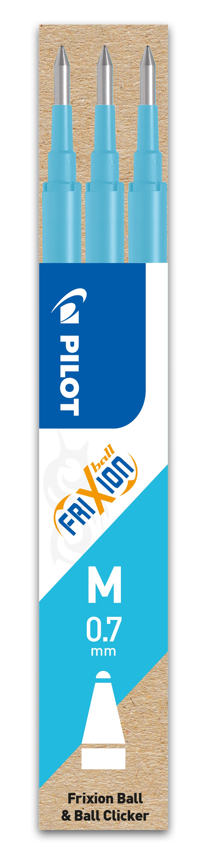 Pilot Frixion Ball - 3 Recharges pour rollers effaçables - 0,7 mm - turquoise
